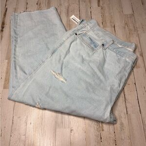 NEW! Old Navy High Rise Slouchy Straight Crop Jeans Sz 24 Plus Womens Distressed